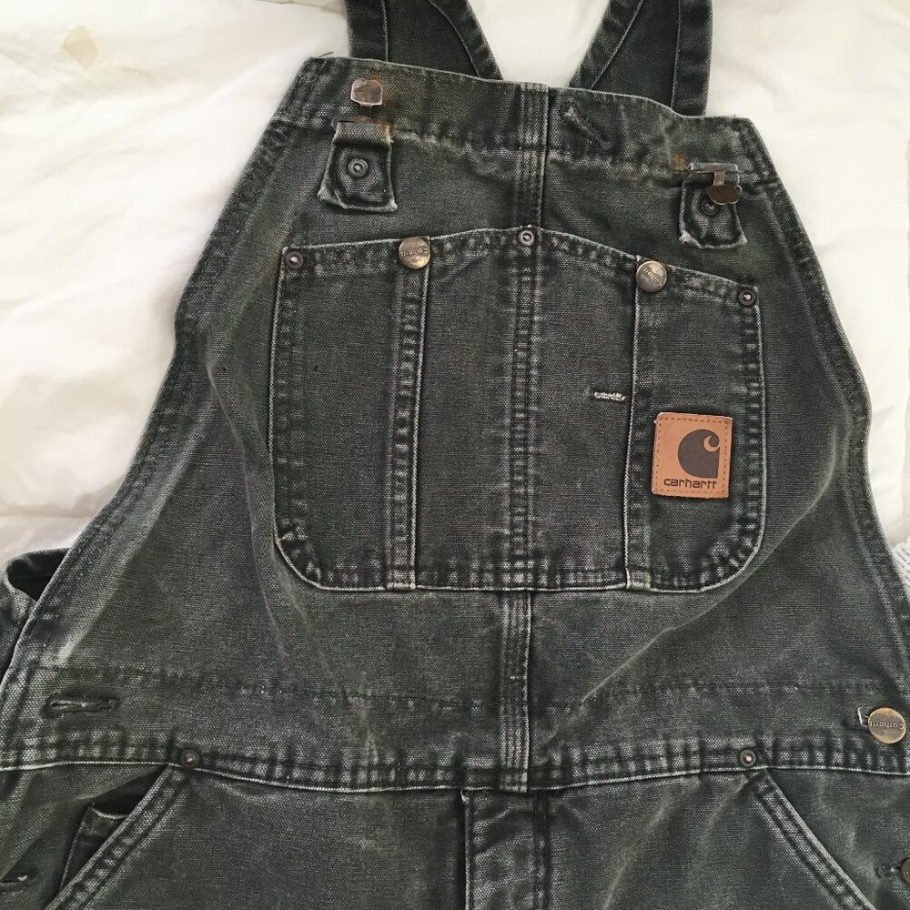 Vintage Carhartt Mens 36X32 Green Insulated Duck Bib Overalls Quilted R27 MOS